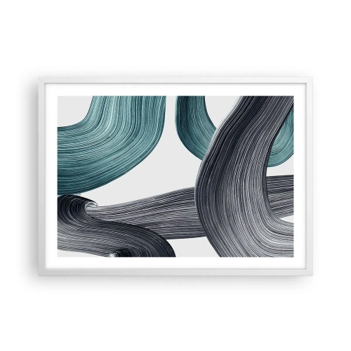 Plakat i hvid ramme - Smaragdgrønne og sorte stier - 70x50 cm