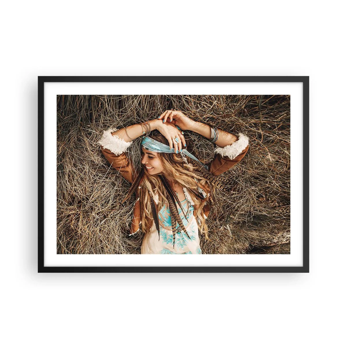 Plakat i sort ramme - På vej til kærlighedens sommer - 70x50 cm