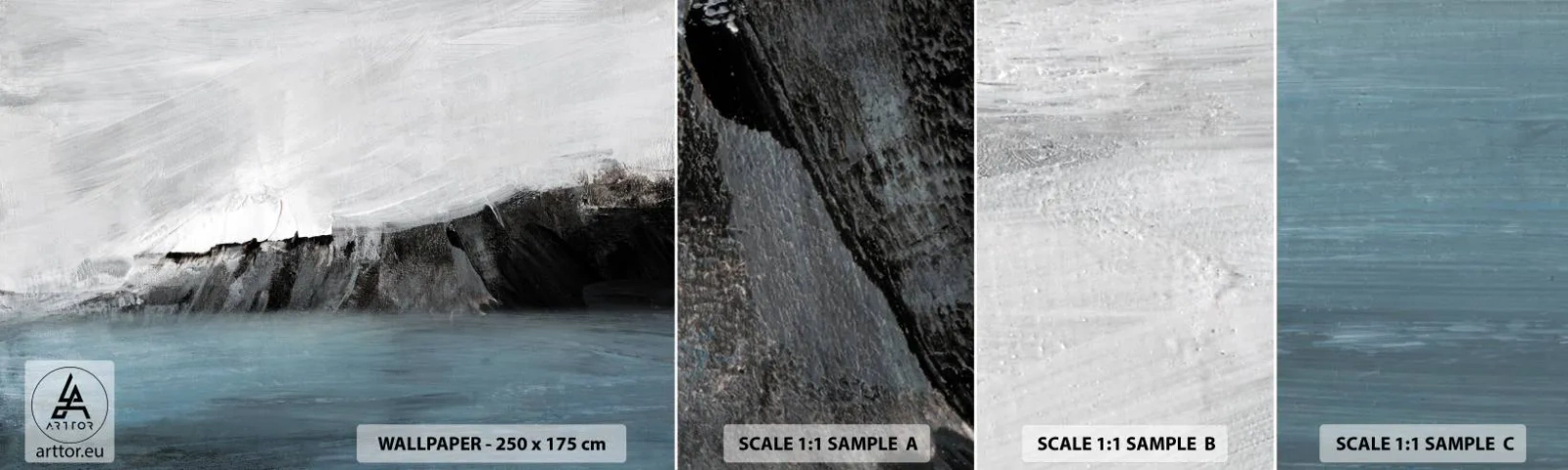 Prøve Fototapet Selvklæbende Deluxe Sticker - Vand - jord: et sammenstød mellem elementerne - Kyst, Landskab, Hav - 100x30 cm