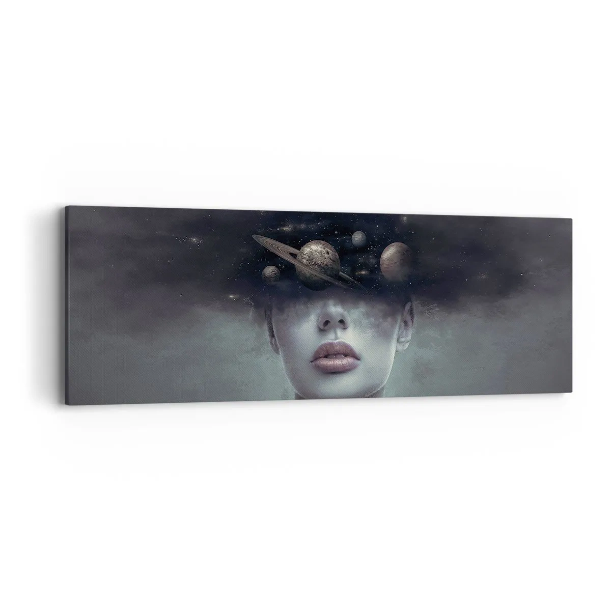 Lærredstryk - Billede på lærred - Og planeterne er ved at gå amok... - 90x30 cm