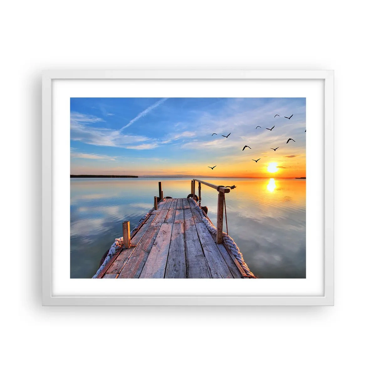 Plakat i hvid ramme - Går fremad mod solen - 50x40 cm