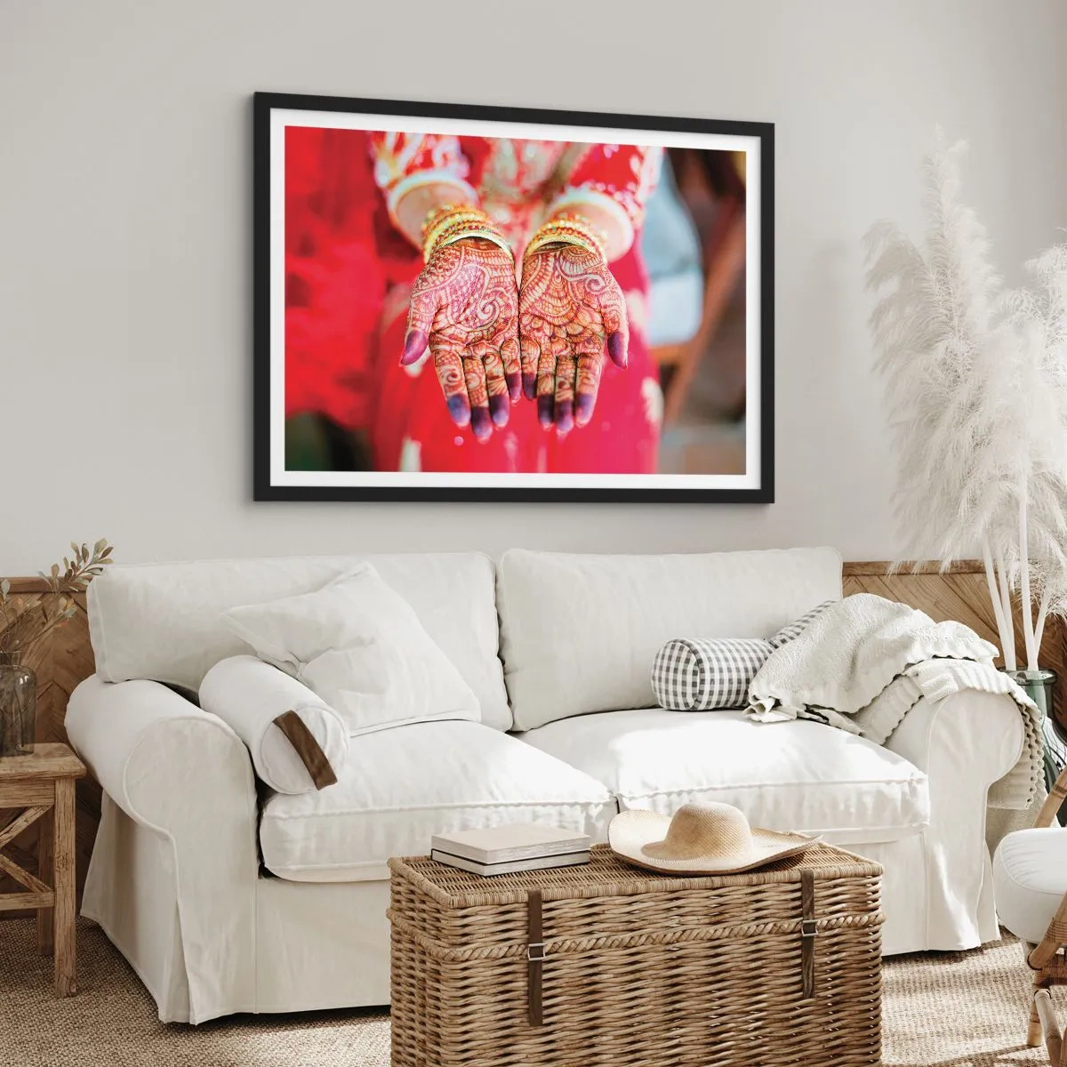 Plakat i sort ramme - Klar til at fange lykken - 100x70 cm