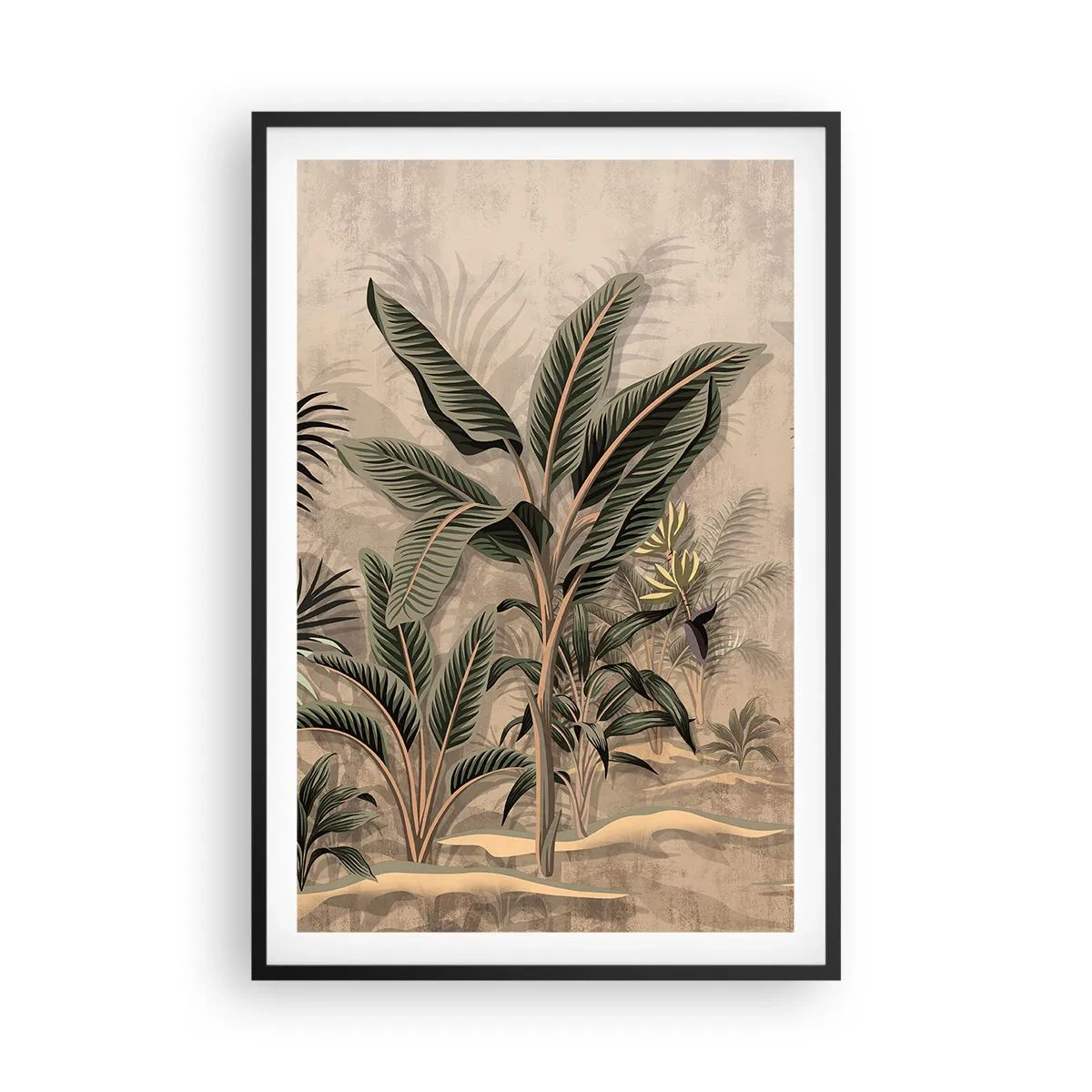 Plakat i sort ramme - Gravering i kolonistil - 61x91 cm