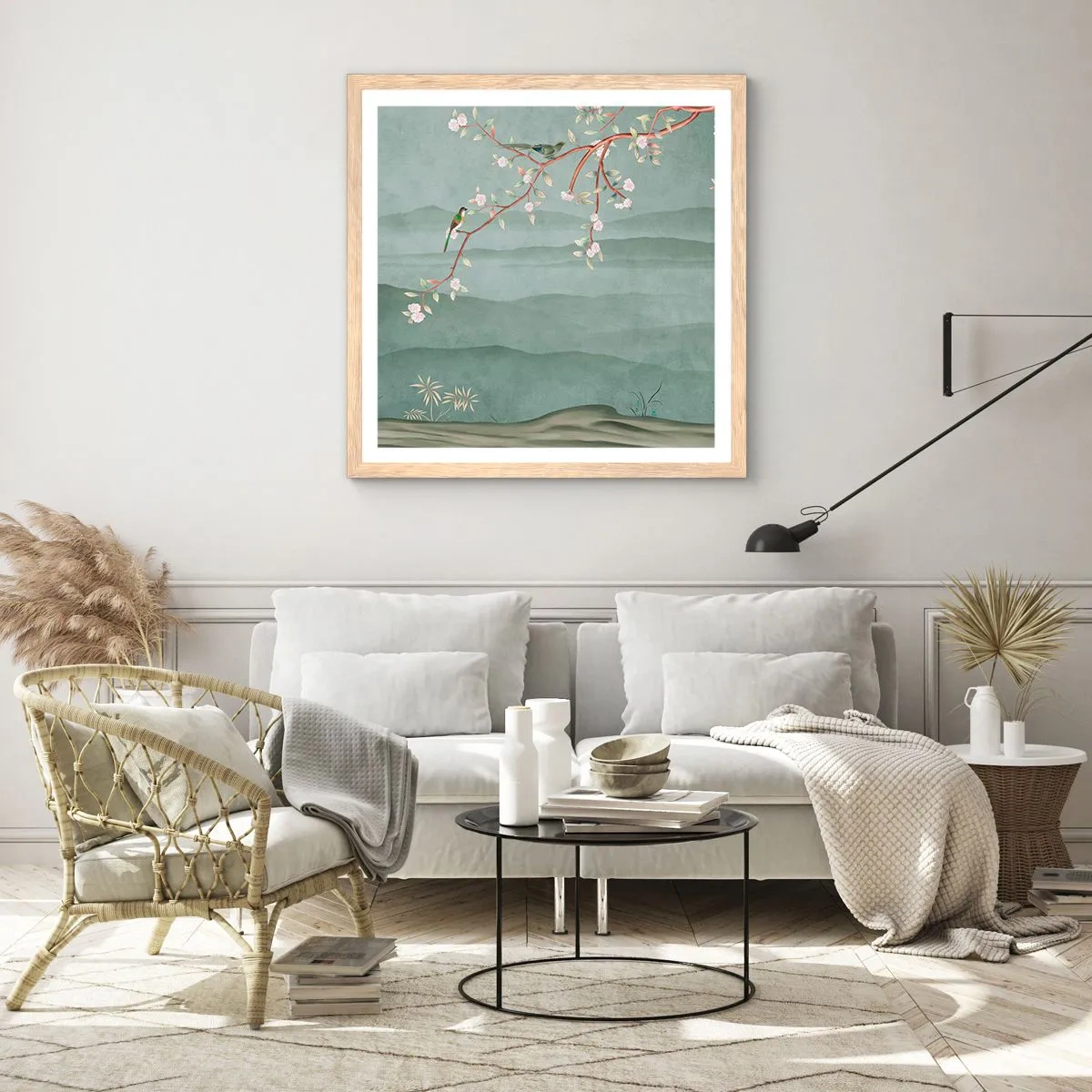 Plakat i ramme af lyst egetræ - Forår, ah, det er dig - 60x60 cm