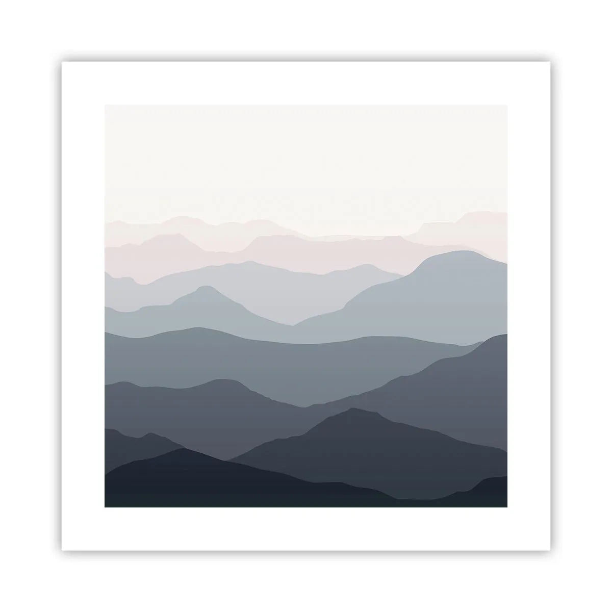 Plakat - Bølger af bjerge - 40x40 cm