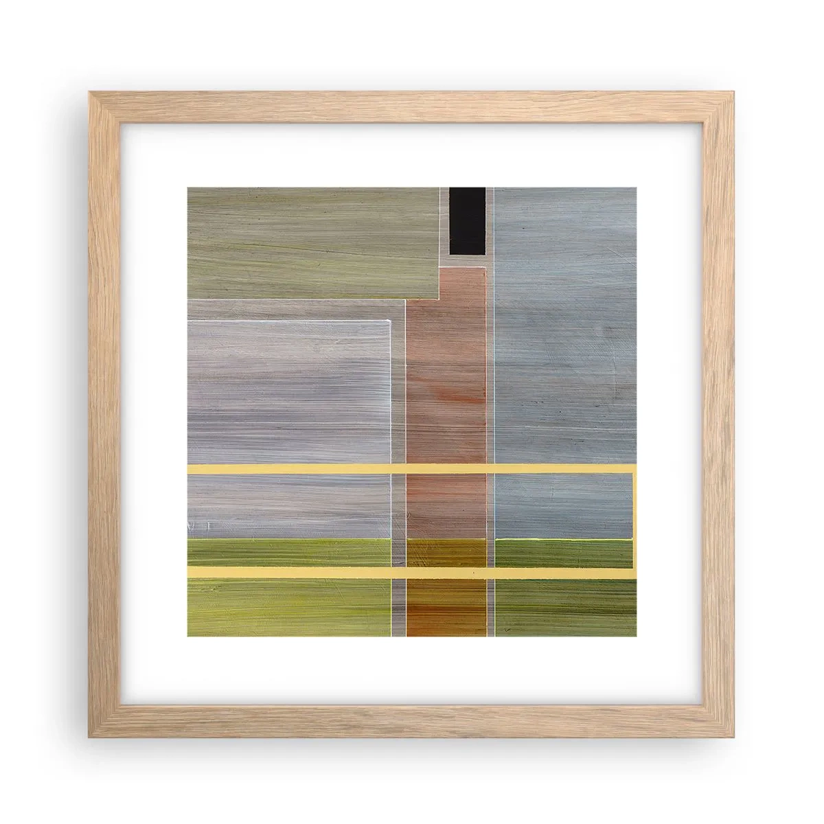 Plakat i ramme af lyst egetræ - Lige og rolig - 30x30 cm