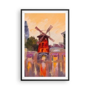 Plakat i sort ramme - Parisiske ikoner - Moulin Rouge - 61x91 cm