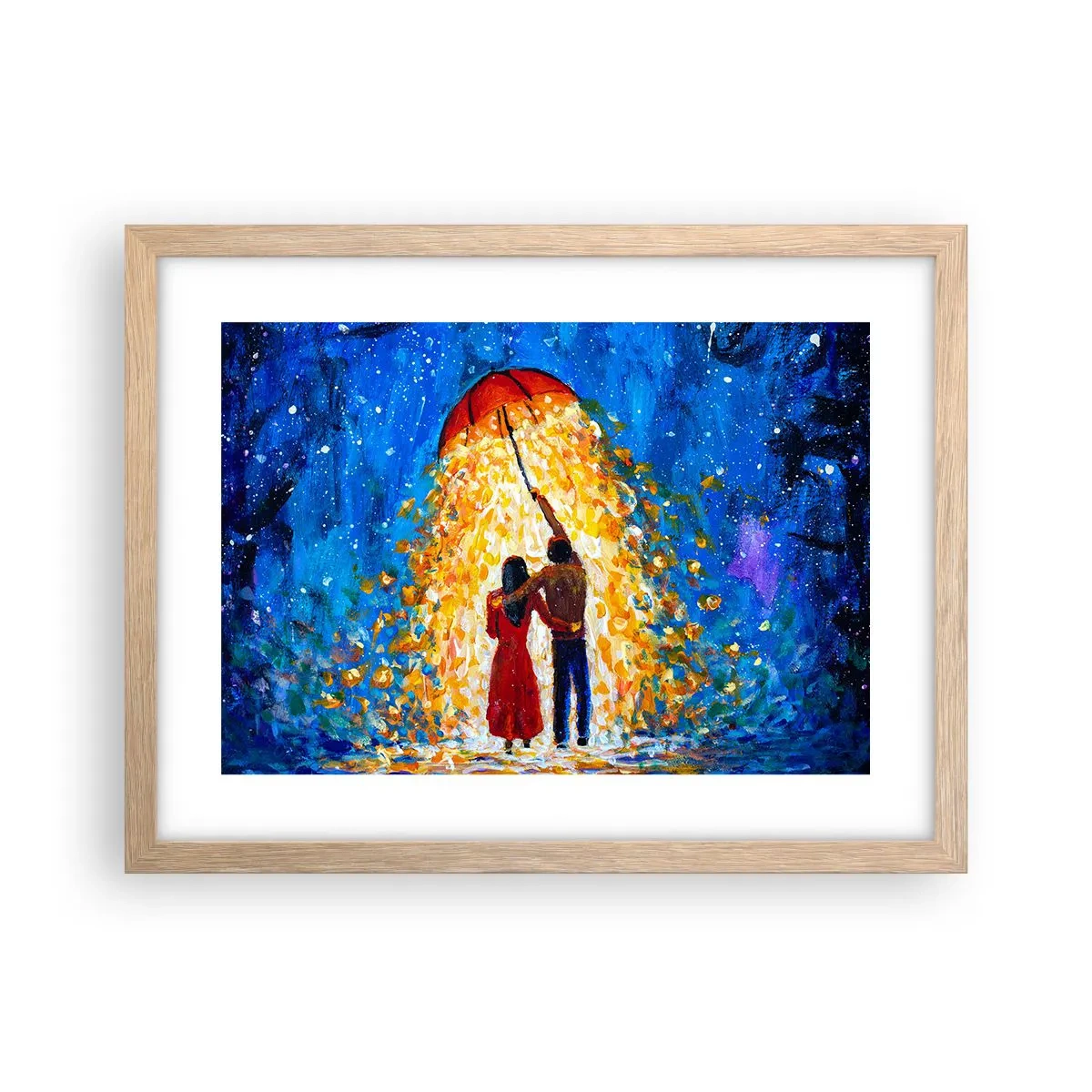 Plakat i ramme af lyst egetræ - Magien ved en regnfuld aften? - 40x30 cm