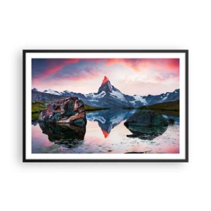 Plakat i sort ramme - Bjergenes hjerte er varmt - 91x61 cm