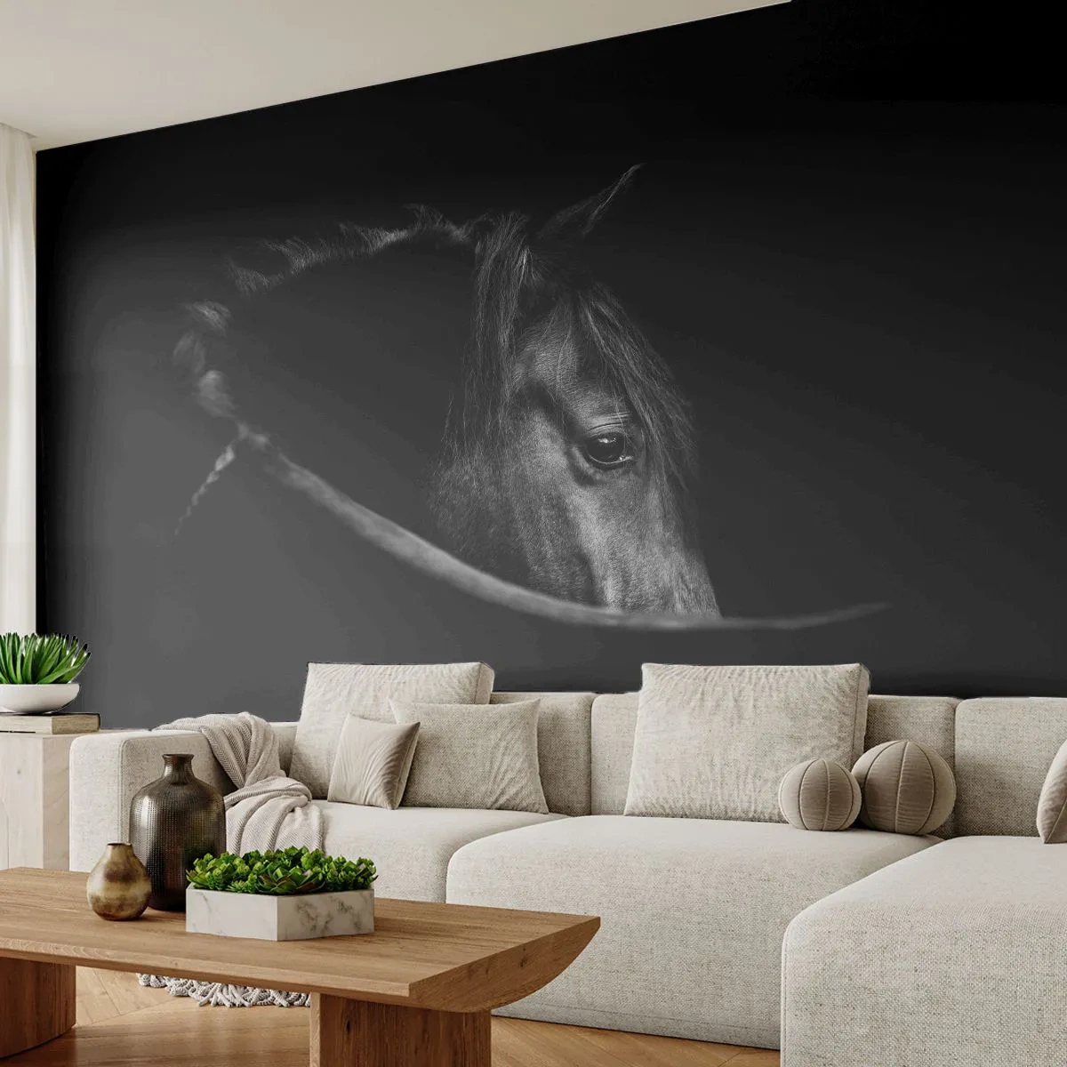 Fototapet Premium Canvas - Sort prins - Hest, Dyr, Kunstnerisk - 200x140 cm