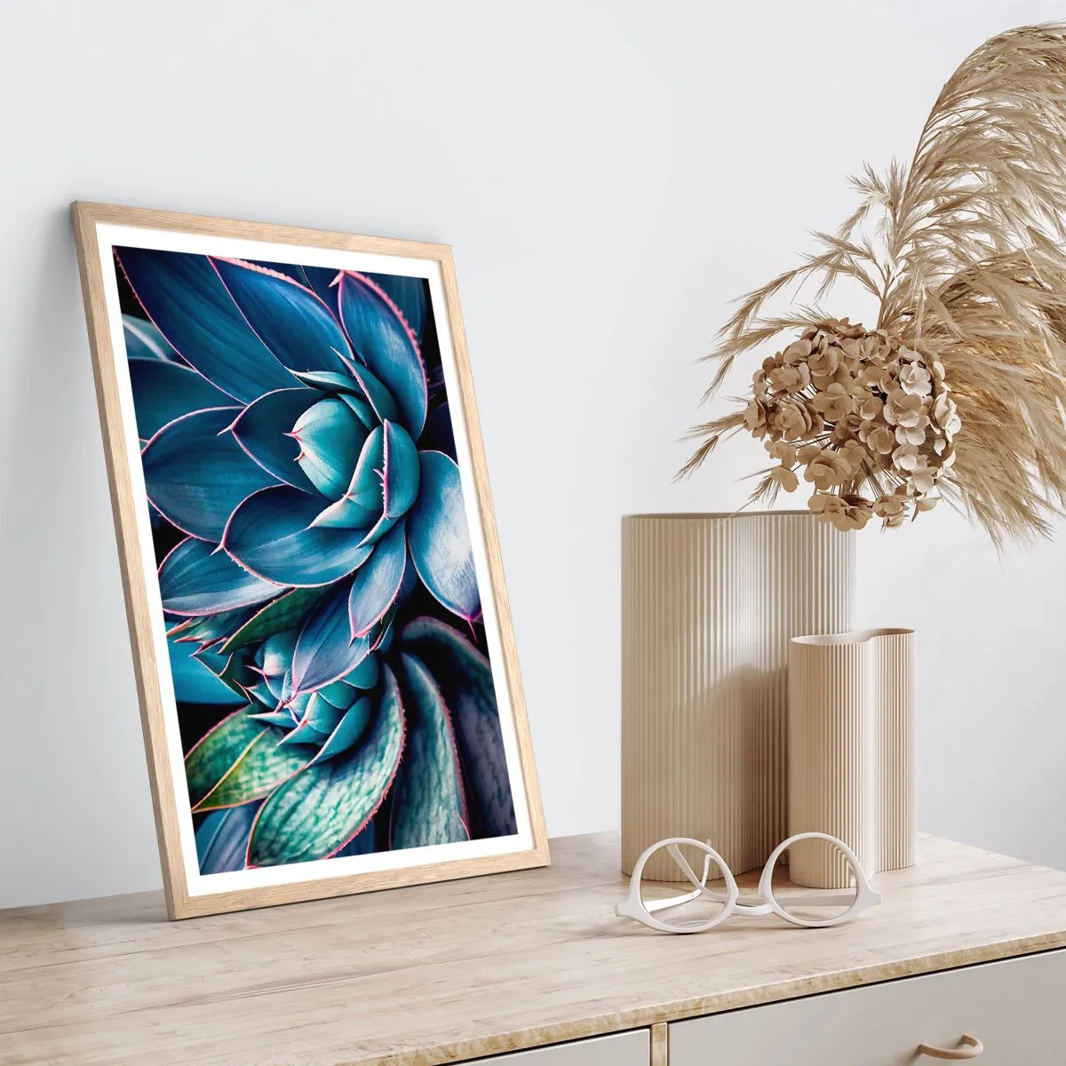 Plakat i ramme af lyst egetræ - Vital kraft - 50x70 cm