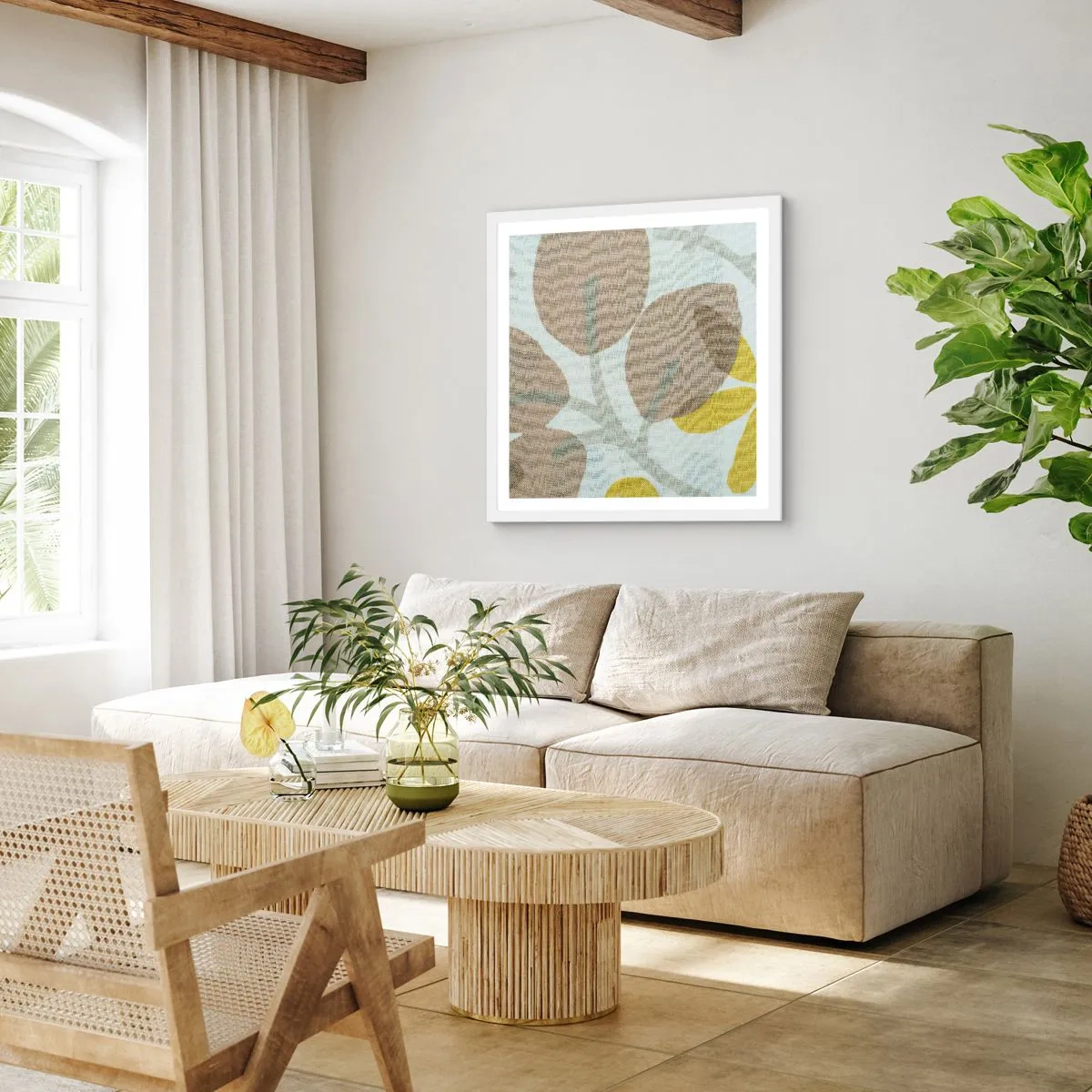 Plakat i hvid ramme - Komposition i solskinnet - 50x50 cm