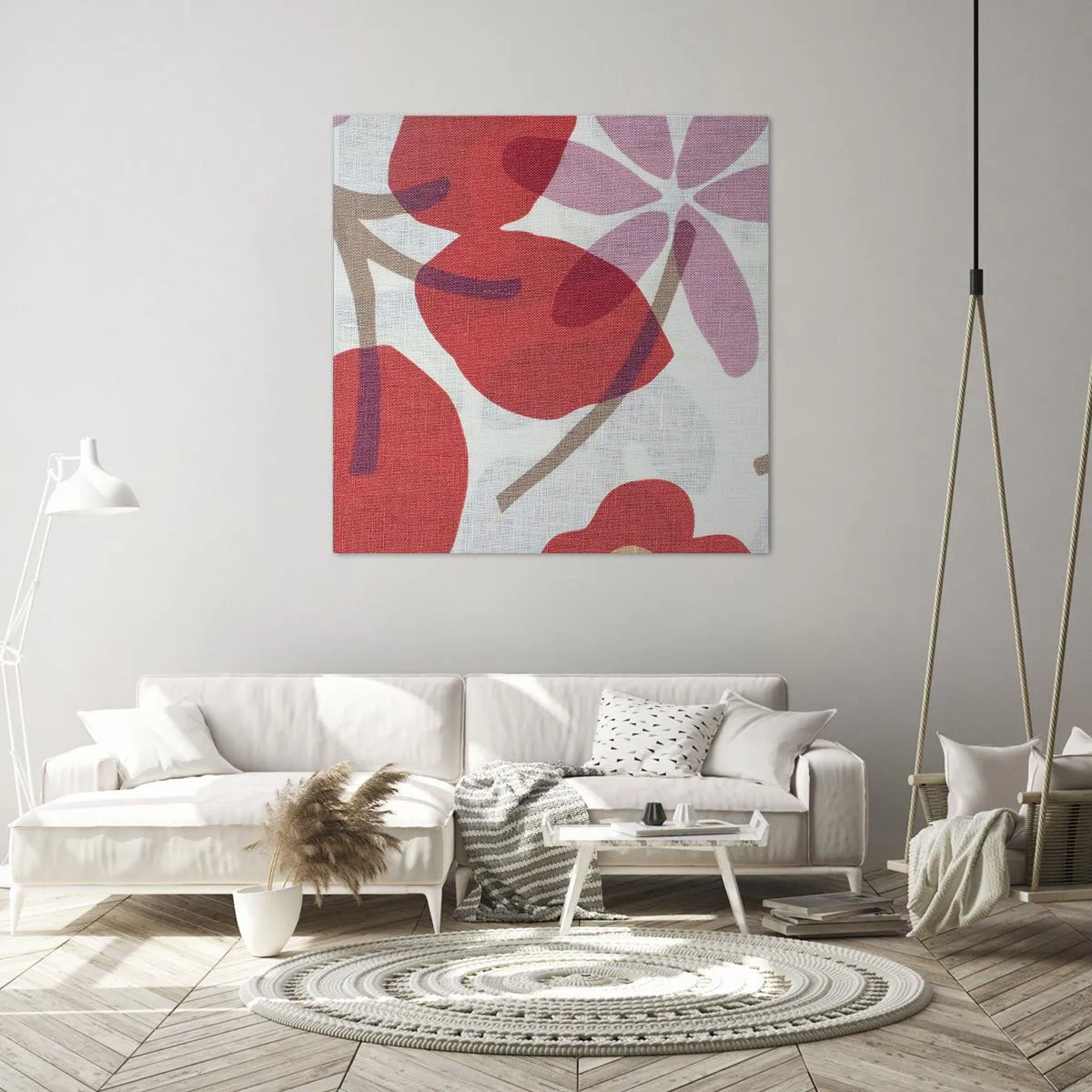Lærredstryk - Billede på lærred - Blomsterkomposition i pink - 30x30 cm