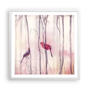 Plakat i hvid ramme - Fortællingen om den lyserøde skov - 60x60 cm