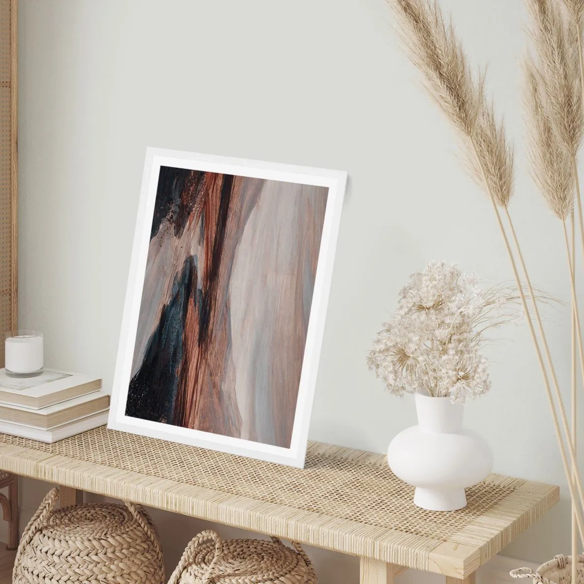 Plakat i hvid ramme -  Fredfyldt dal - 50x70 cm