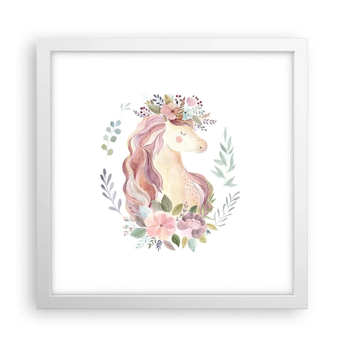 Plakat i hvid ramme - En invitation til eventyrets verden - 30x30 cm