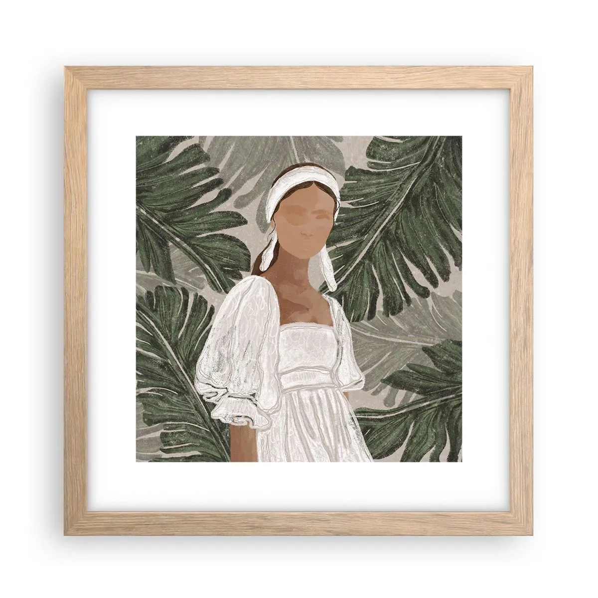 Plakat i ramme af lyst egetræ - Eksotisk portræt - 30x30 cm