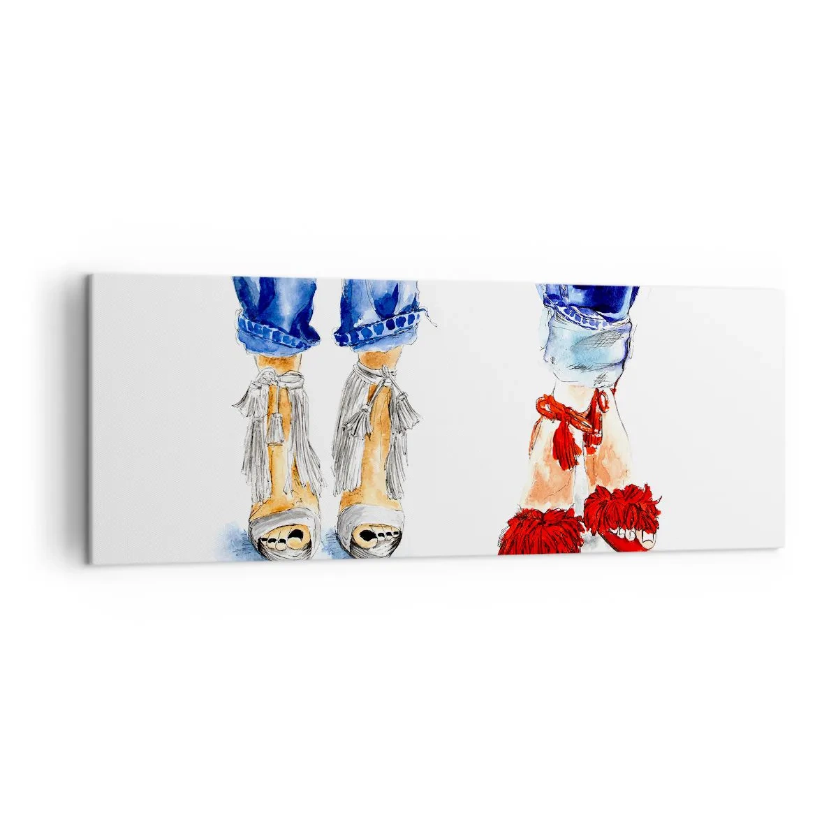 Lærredstryk - Billede på lærred - Hvorfor går vi ikke en tur? - 140x50 cm