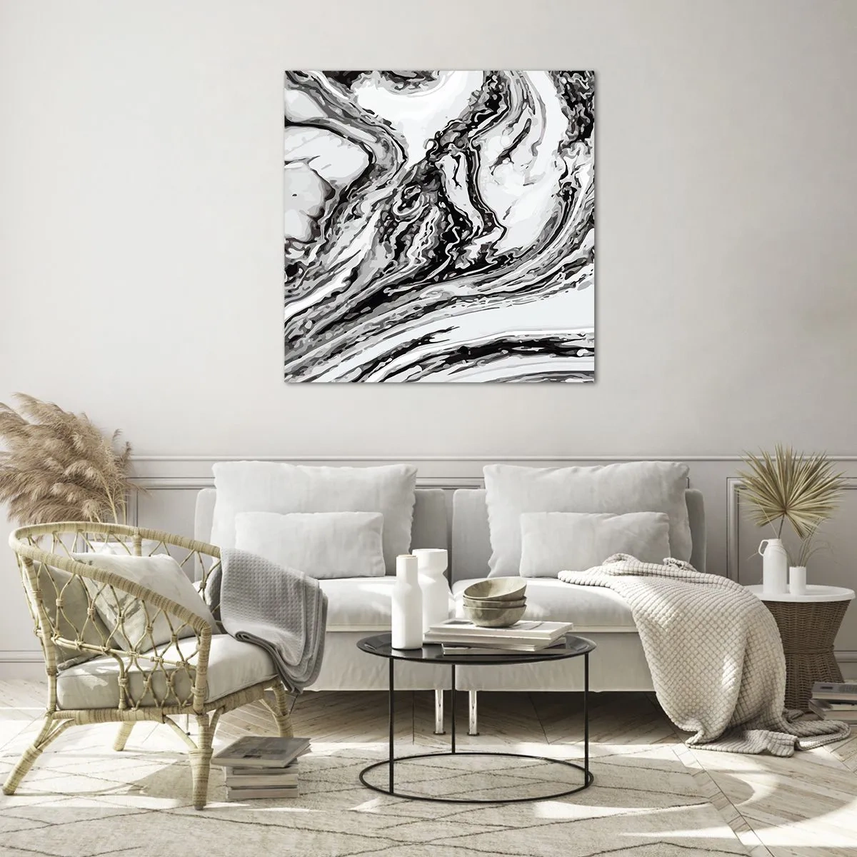 Billede på glas - I begyndelsen var det kaos - 60x60 cm