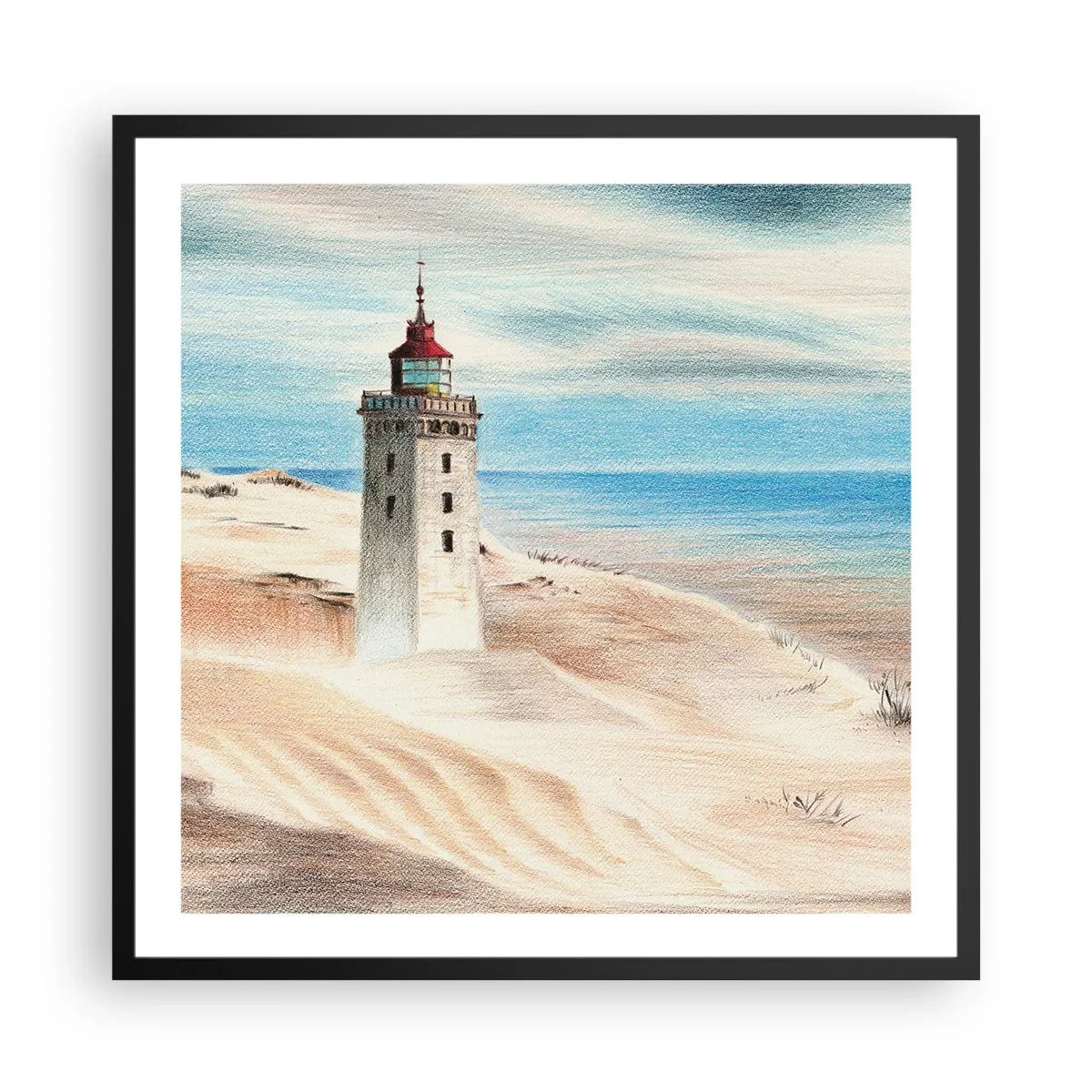 Plakat i sort ramme - Altid med blikket rettet mod havet - 60x60 cm