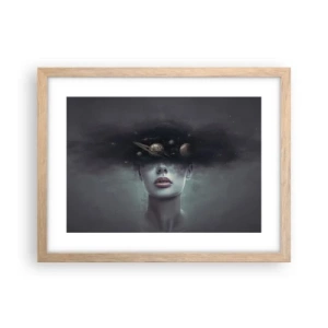 Plakat i ramme af lyst egetræ - Og planeterne er ved at gå amok... - 40x30 cm