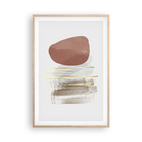 Plakat i ramme af lyst egetræ - Abstrakt kolonnade - 61x91 cm