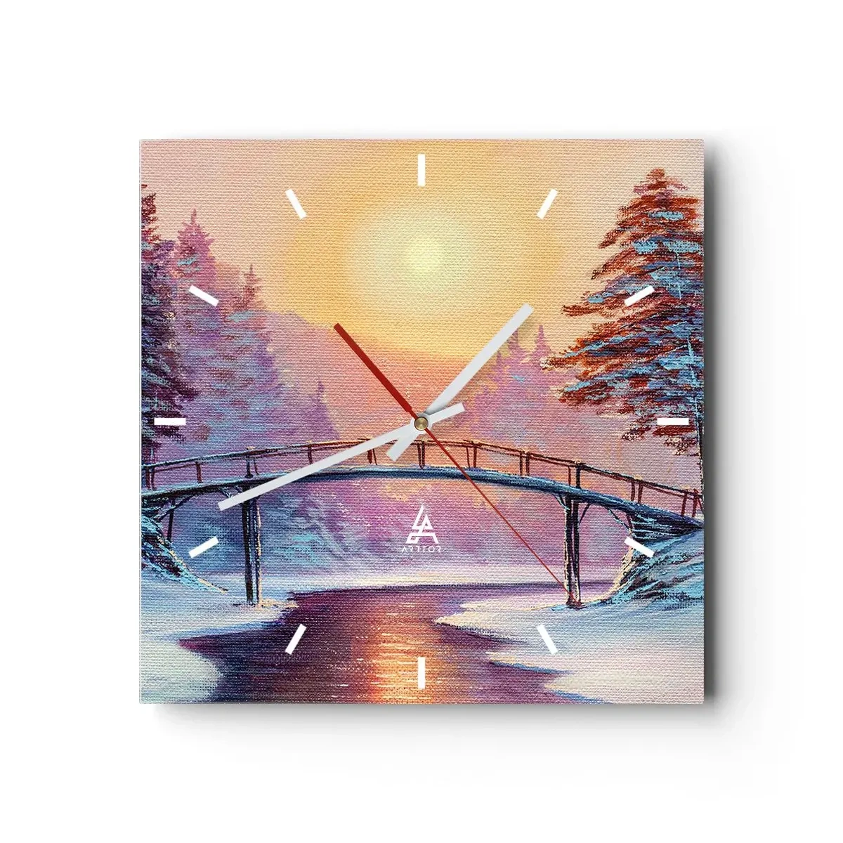 Vægur, Uret - De fire årstider - vinter - 30x30 cm