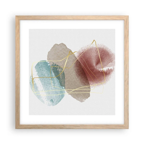 Plakat i ramme af lyst egetræ - Rummets perler - 40x40 cm