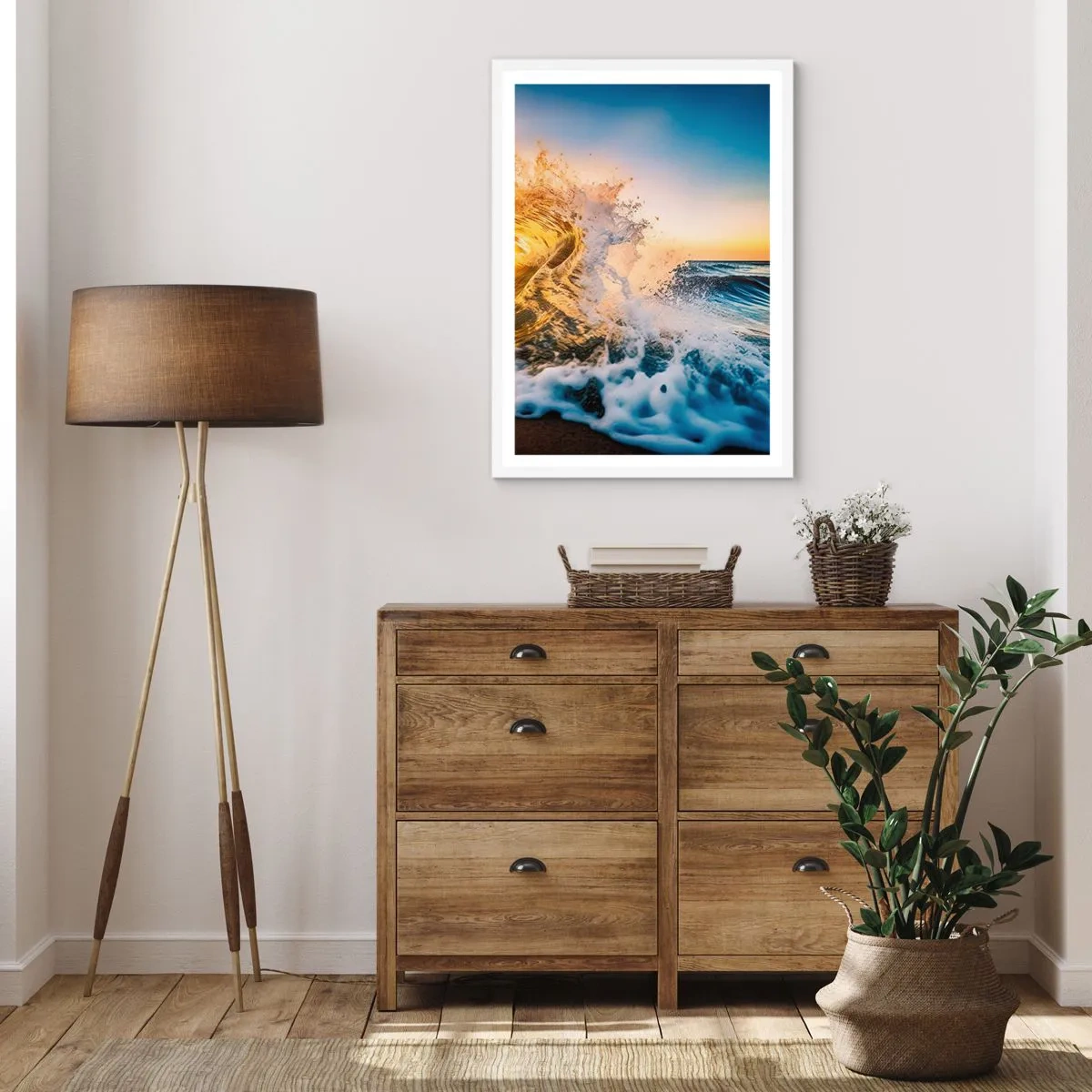 Plakat i hvid ramme - Leg på sandet - 50x70 cm