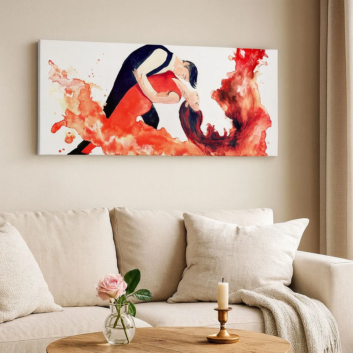 Lærredstryk - Billede på lærred - Tango - en sensuel bølge - 100x40 cm
