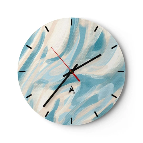 Vægur, Uret - Abstrakte pastelfarvede striber i blå og beige - 30x30cm - Forårsbriser - Moderne vægdekoration til stue, køkken og soveværelse ARTTOR