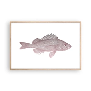Plakat i ramme af lyst egetræ - Fisk med store øjne - 91x61 cm