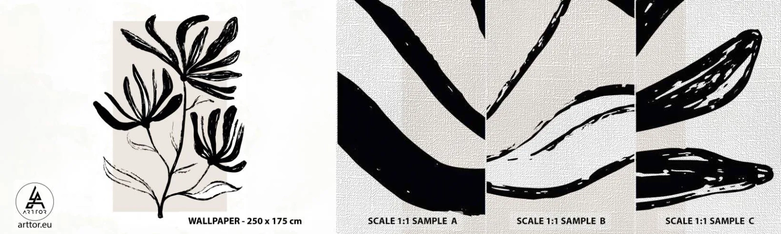 Prøve Fototapet Premium Canvas - Skitse til et herbarium - Blomst, Minimalistisk, Moderne - 100x30 cm