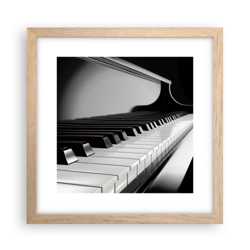 Plakat i ramme af lyst egetræ - Harmoni af former og farver - 30x30 cm