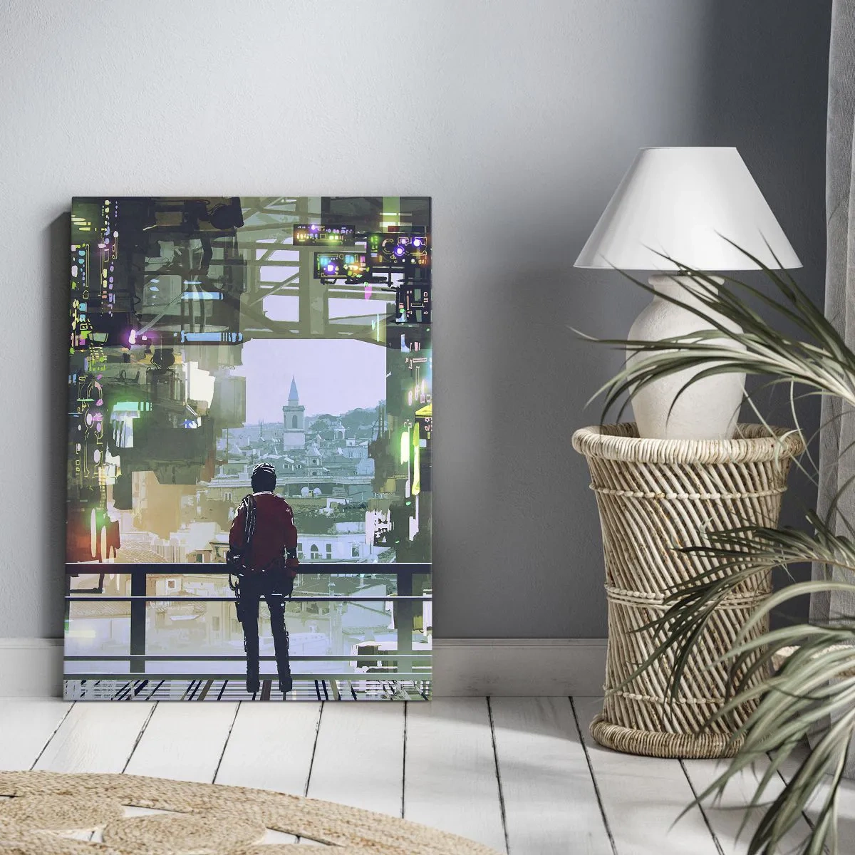 Lærredstryk - Billede på lærred - To verdener - 70x100 cm