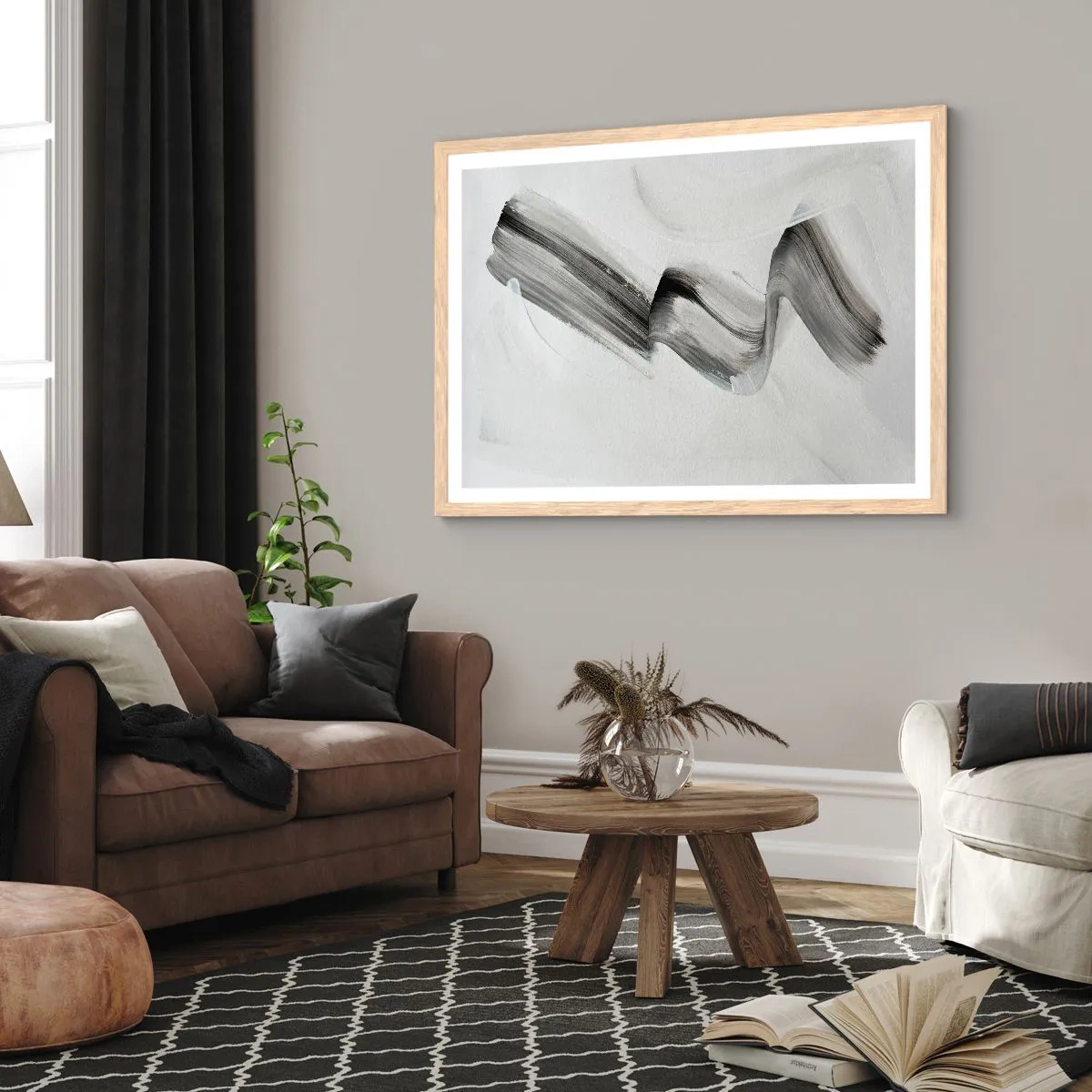 Plakat i ramme af lyst egetræ - Bare for sjov - 50x40 cm