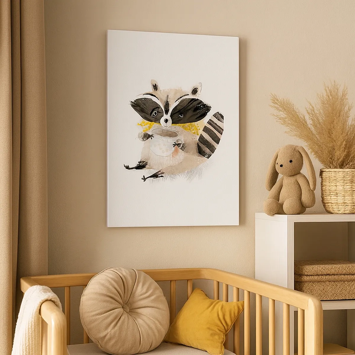 Lærredstryk - Billede på lærred - Min ven vaskebjørnen - 50x70 cm