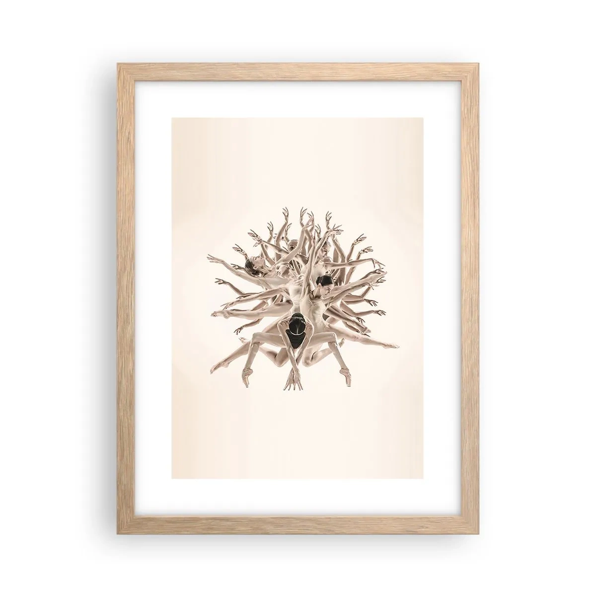 Plakat i ramme af lyst egetræ - Blomstrende i dans - 30x40 cm