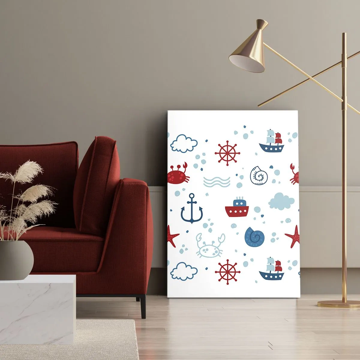 Lærredstryk - Billede på lærred - En fortælling om havet - 50x70 cm