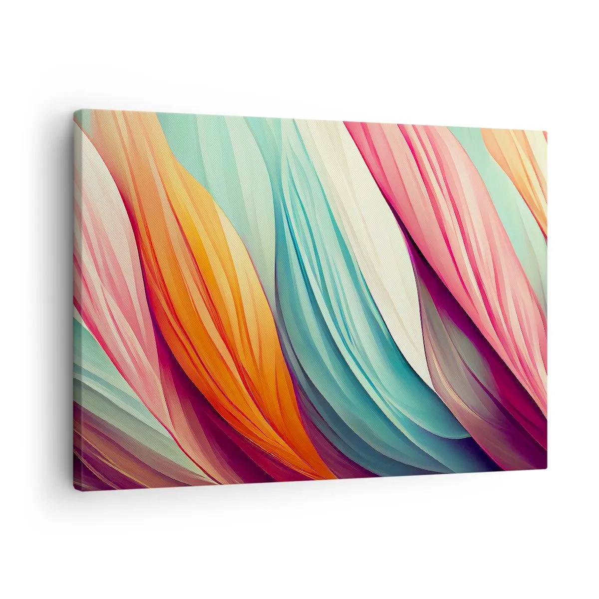 Lærredstryk - Billede på lærred - Abstrakte linjer i pastelfarver og livlige farver - 70x50cm - Regnbuevævning - Moderne vægdekoration til stue og soveværelse ARTTOR