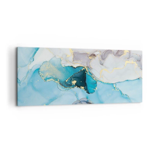 Lærredstryk - Billede på lærred - En undersøgelse af mødet mellem grå og turkis - 100x40 cm