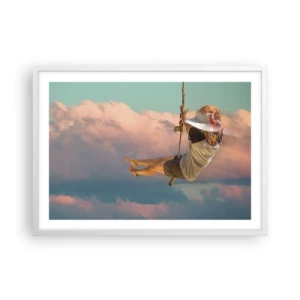 Plakat i hvid ramme - Sjov i skyerne - 70x50 cm