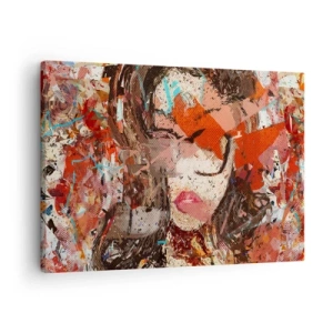 Lærredstryk - Billede på lærred - Abstrakt portræt af en kvinde i intense farver - 70x50cm - Ingen ved, hvordan du virkelig er - Moderne vægdekoration til stue og soveværelse ARTTOR