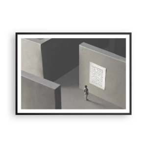 Plakat i sort ramme - Men hvor er jeg? - 100x70 cm