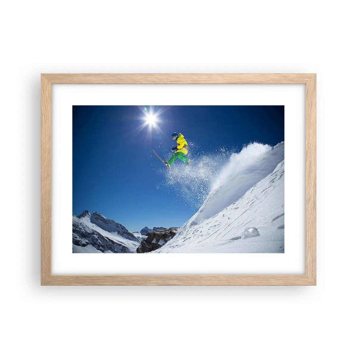 Plakat i ramme af lyst egetræ - Danser med bjergene - 40x30 cm