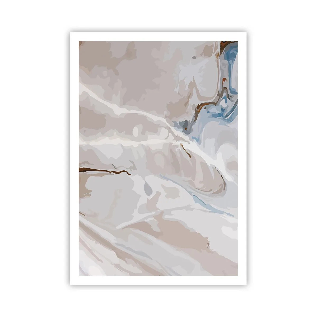 Plakat - Blå slynger sig under det hvide - 70x100 cm