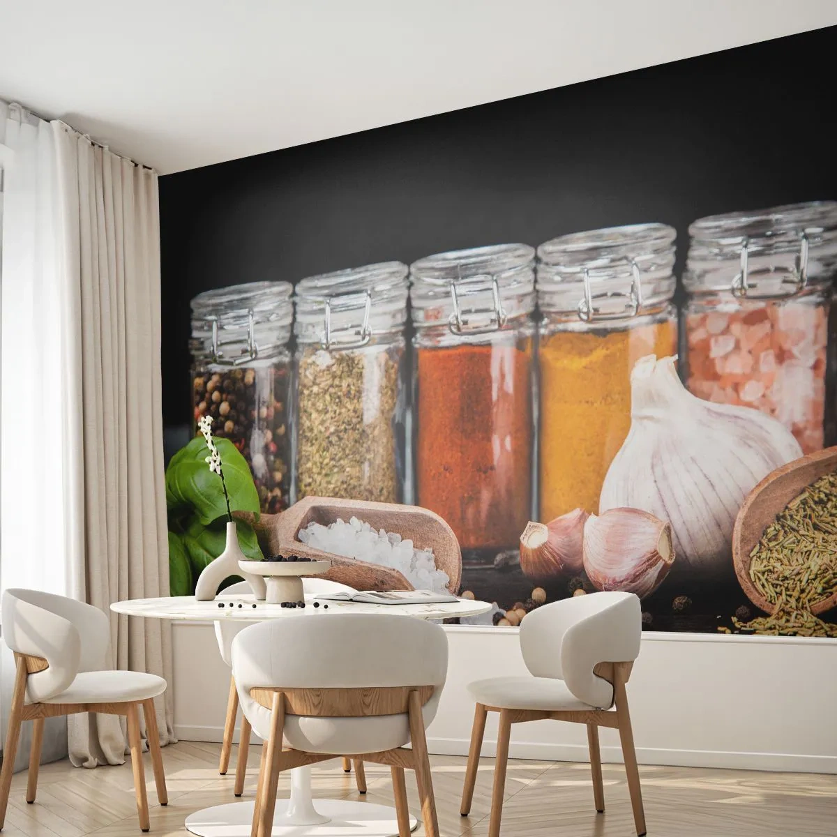 Fototapet Selvklæbende Deluxe Sticker - For at livet kan smages - Gastronomi, Tørrede urter, Krydderier - 250x175 cm