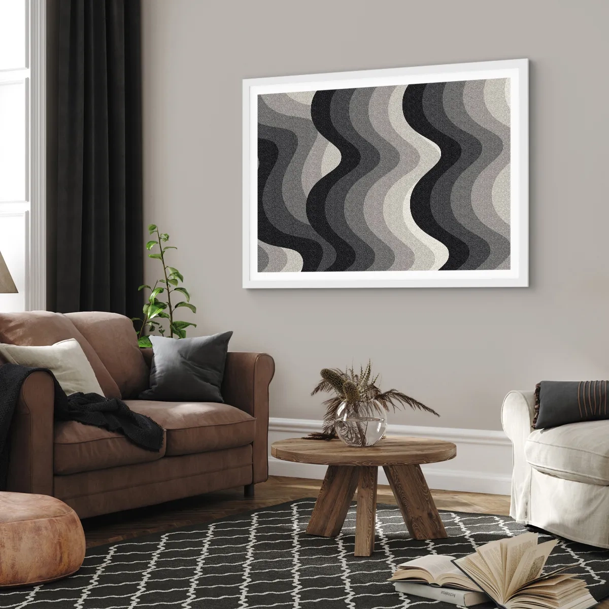 Plakat i hvid ramme - Bølge efter bølge - 91x61 cm