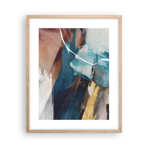 Plakat i ramme af lyst egetræ - Med flair og energi - 40x50 cm