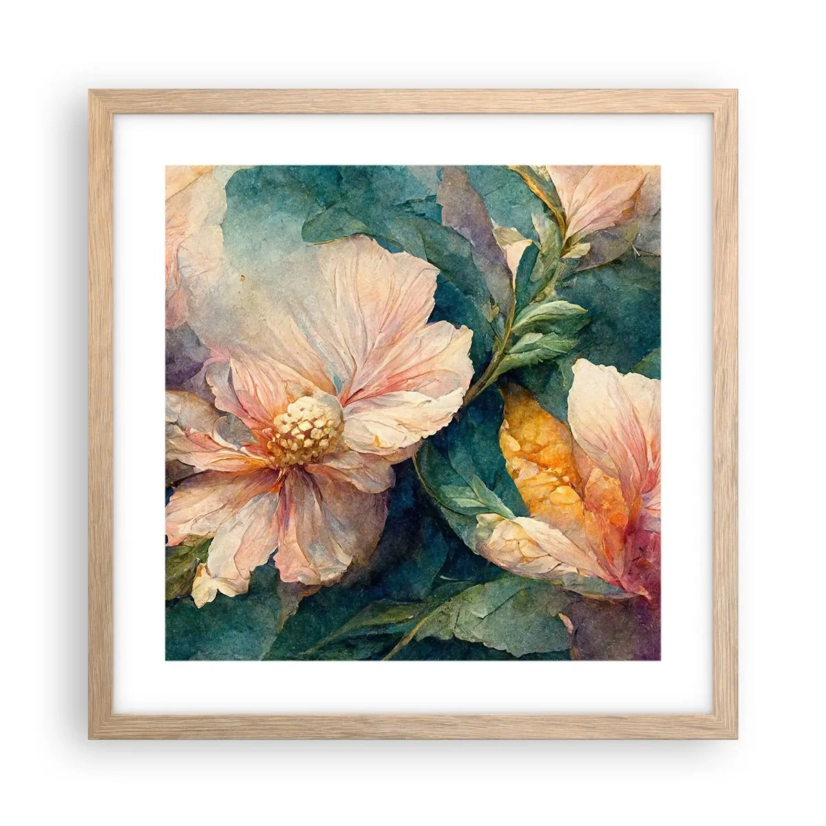 Plakat i ramme af lyst egetræ - Subtiliteten selv - 40x40 cm